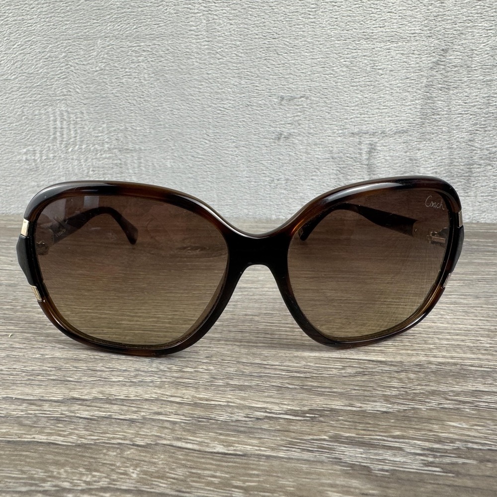 Coach Sunglasses Womens Brown Tortoise Oversized Butterfly Gradient 130mm